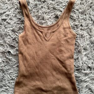 Brandy Melville Brown Ribbed Tank Top